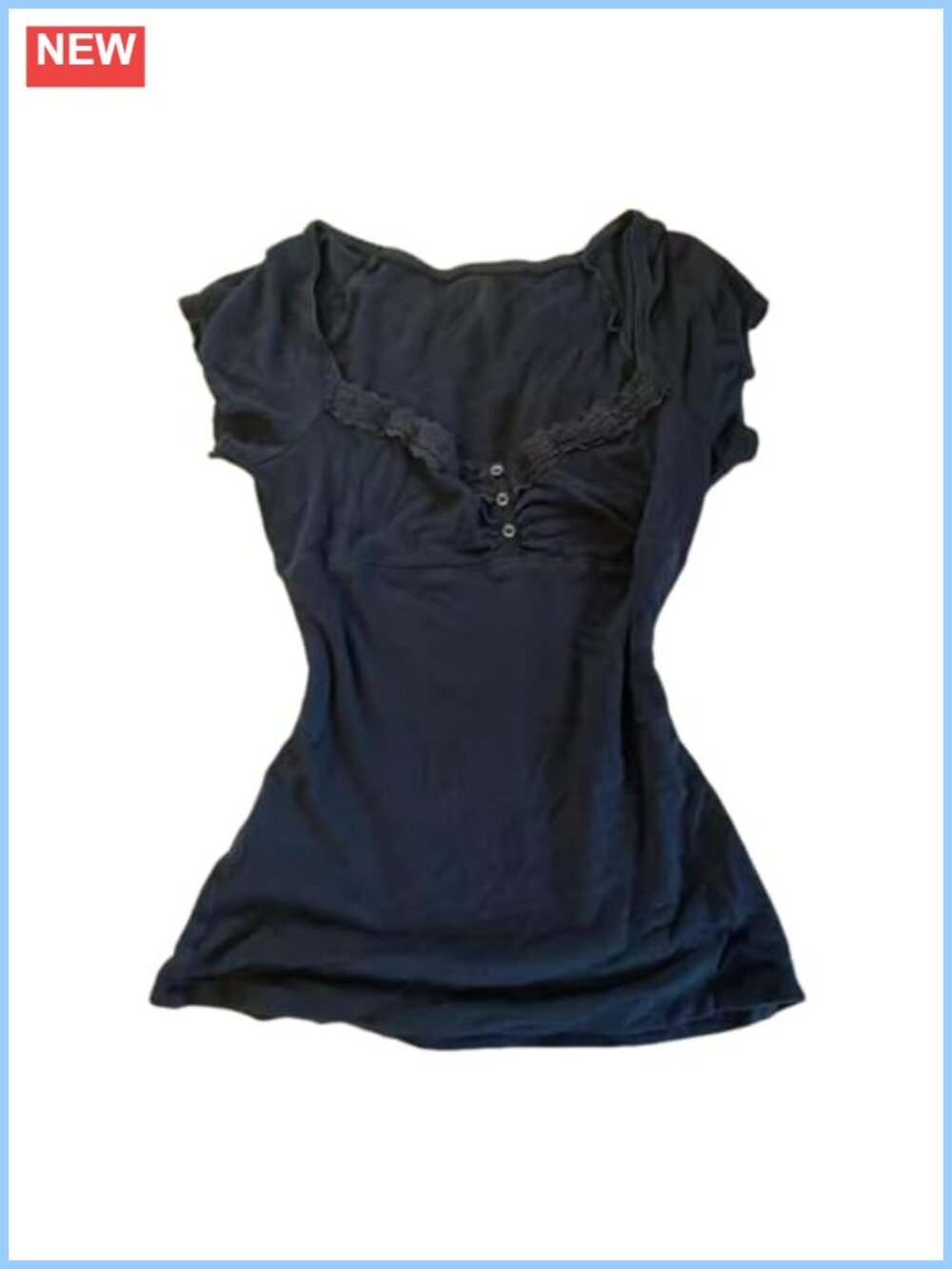 Y2K Lace Bow Coquette Babydoll Crop Top Grunge Emo Goth Tee
